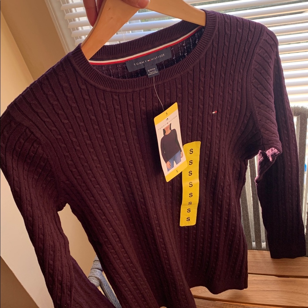 100 Cotton,Tommy Hilfiger women Deep dark purple Crewneck Sweater - Picture 9 of 10